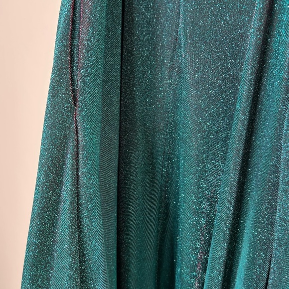 Morgan and Co Teal and Pink Evening Gown Cage Back Full Skirt Maxi Dress SZ 1XS - Picture 12 of 16